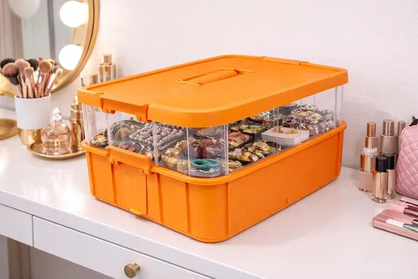 Orange_Storage_Box_Clear_Stack_And_Carry_Box,_Portable_Craft_Organizers,_And_Storage_Bin_For_Organizing_Arts_And_Crafts,_Sewing,_Makeup,Supplies_Ideal_Hobby_Organizer