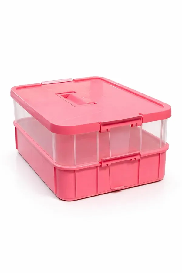 Pink_Storage_Box_Clear_Stack_And_Carry_Box,_Portable_Craft_Organizers,_And_Storage_Bin_For_Organizing_Arts_And_Crafts,_Sewing,_Makeup,Supplies_Ideal_Hobby_Organizer