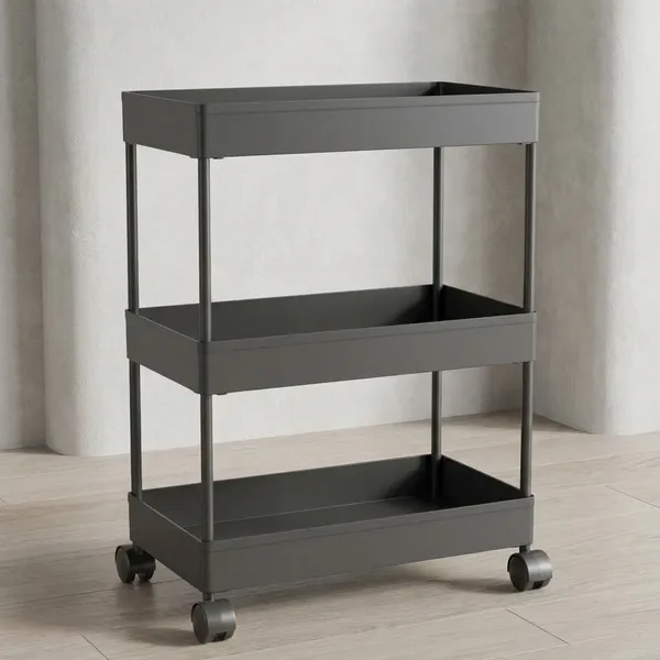 Black_Plastic_Storage_Rack_For_Bedroom/Shelf_For_Bedroom/Bathroom_Storage_Rack/Trolley_For_Kitchen_Storage/Multipurpose_Storage_Rack