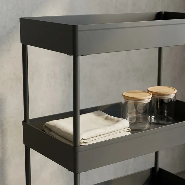Black_Plastic_Storage_Rack_For_Bedroom/Shelf_For_Bedroom/Bathroom_Storage_Rack/Trolley_For_Kitchen_Storage/Multipurpose_Storage_Rack
