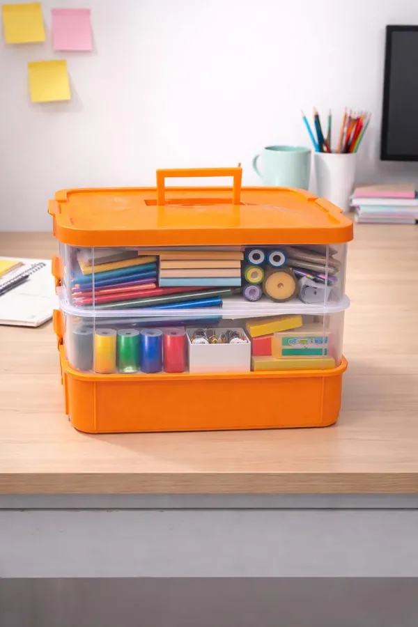 Orange_Storage_Box_Clear_Stack_And_Carry_Box,_Portable_Craft_Organizers,_And_Storage_Bin_For_Organizing_Arts_And_Crafts,_Sewing,_Makeup,Supplies_Ideal_Hobby_Organizer