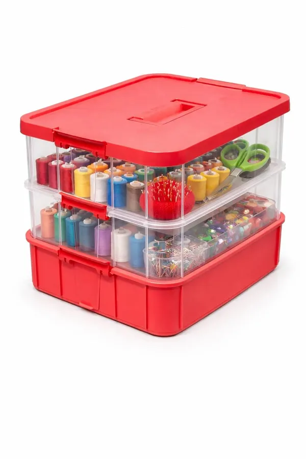 Pink_Storage_Box_Clear_Stack_And_Carry_Box,_Portable_Craft_Organizers,_And_Storage_Bin_For_Organizing_Arts_And_Crafts,_Sewing,_Makeup,Supplies_Ideal_Hobby_Organizer