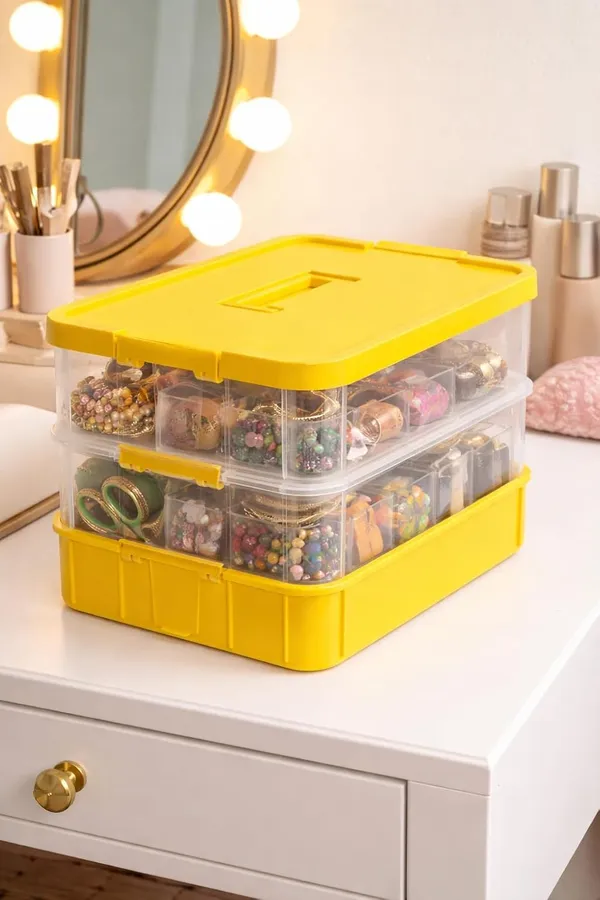 Yellow_Storage_Box_Clear_Stack_And_Carry_Box,_Portable_Craft_Organizers,_And_Storage_Bin_For_Organizing_Arts_And_Crafts,_Sewing,_Makeup,Supplies_Ideal_Hobby_Organizer