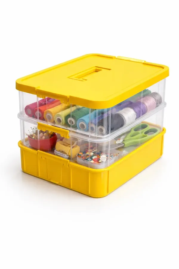 Yellow_Storage_Box_Clear_Stack_And_Carry_Box,_Portable_Craft_Organizers,_And_Storage_Bin_For_Organizing_Arts_And_Crafts,_Sewing,_Makeup,Supplies_Ideal_Hobby_Organizer