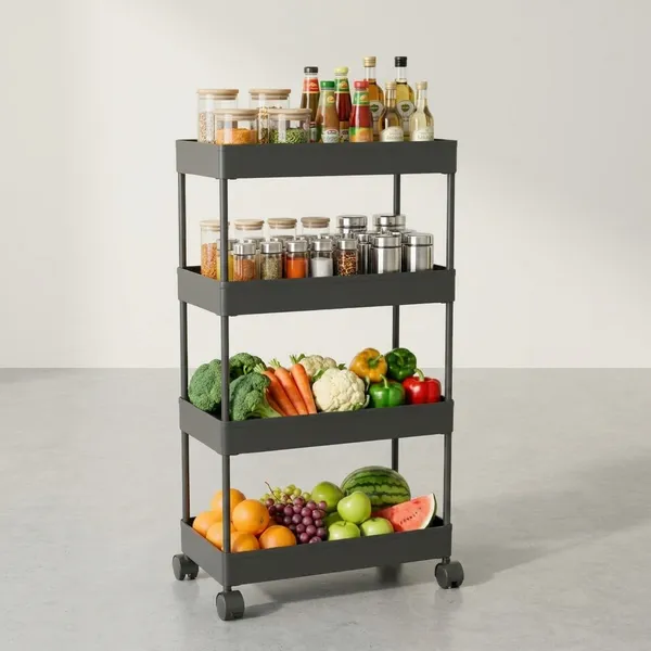Black_Plastic_Storage_Rack_For_Bedroom/Shelf_For_Bedroom/Bathroom_Storage_Rack/Trolley_For_Kitchen_Storage/Multipurpose_Storage_Rack