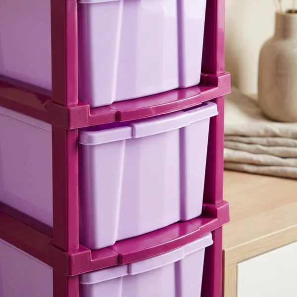 Magenta_Color_Modular_Drawer_Storage_Organizer/Plastic_Chest_Of_Drawers_For_Kitchen_Storage_Cabinet/Multi-Layer_Storage_Drawer