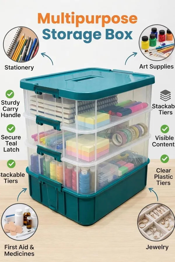 Green_Storage_Box_Clear_Stack_And_Carry_Box,_Portable_Craft_Organizers,_And_Storage_Bin_For_Organizing_Arts_And_Crafts,_Sewing,_Makeup,Supplies_Ideal_Hobby_Organizer
