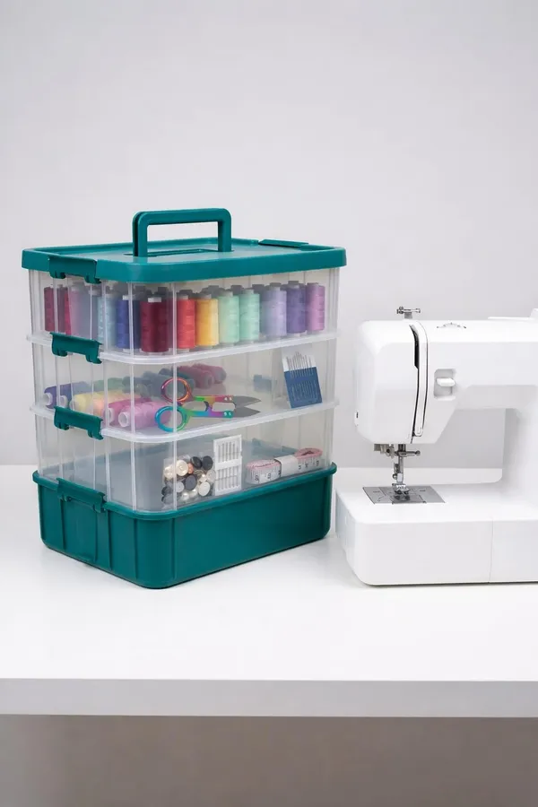 Green_Storage_Box_Clear_Stack_And_Carry_Box,_Portable_Craft_Organizers,_And_Storage_Bin_For_Organizing_Arts_And_Crafts,_Sewing,_Makeup,Supplies_Ideal_Hobby_Organizer