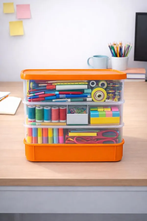 Orange_Storage_Box_Clear_Stack_And_Carry_Box,_Portable_Craft_Organizers,_And_Storage_Bin_For_Organizing_Arts_And_Crafts,_Sewing,_Makeup,Supplies_Ideal_Hobby_Organizer