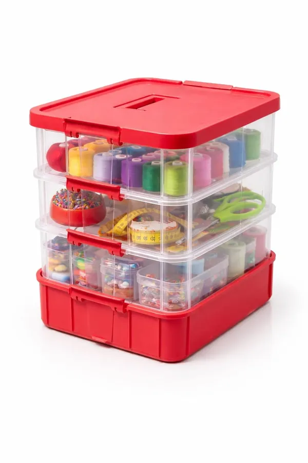 Pink_Storage_Box_Clear_Stack_And_Carry_Box,_Portable_Craft_Organizers,_And_Storage_Bin_For_Organizing_Arts_And_Crafts,_Sewing,_Makeup,Supplies_Ideal_Hobby_Organizer