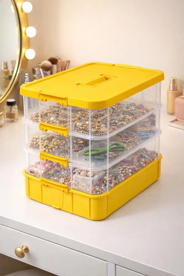 Yellow_Storage_Box_Clear_Stack_And_Carry_Box,_Portable_Craft_Organizers,_And_Storage_Bin_For_Organizing_Arts_And_Crafts,_Sewing,_Makeup,Supplies_Ideal_Hobby_Organizer