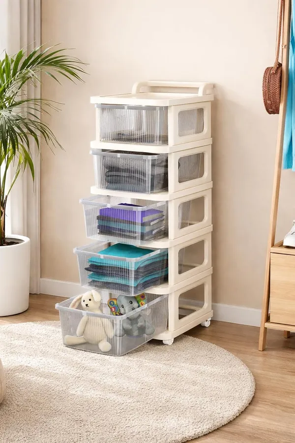 White_Heavy_Duty_Plastic_Storage_Drawer_With_Wheels_|_Modular_Cabinet_For_Bedroom,_Office,_Home_Or_Classroom|_Chest_Of_Drawers_Organiser_For_Cosmetics,_Kitchen_Items,_Toys