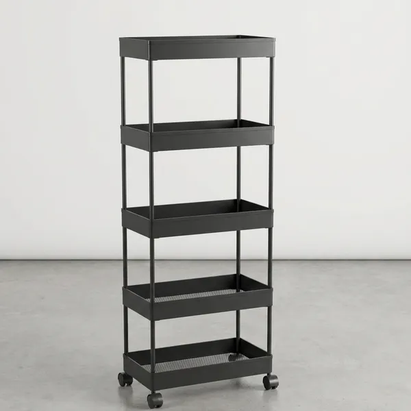 Black_Plastic_Storage_Rack_For_Bedroom/Shelf_For_Bedroom/Bathroom_Storage_Rack/Trolley_For_Kitchen_Storage/Multipurpose_Storage_Rack