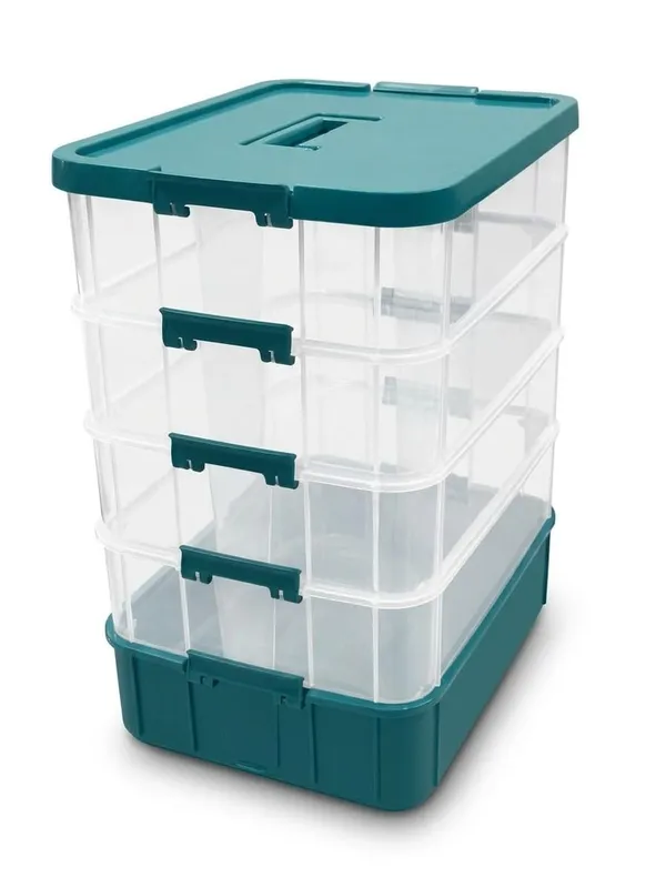 Green_Storage_Box_Clear_Stack_And_Carry_Box,_Portable_Craft_Organizers,_And_Storage_Bin_For_Organizing_Arts_And_Crafts,_Sewing,_Makeup,Supplies_Ideal_Hobby_Organizer