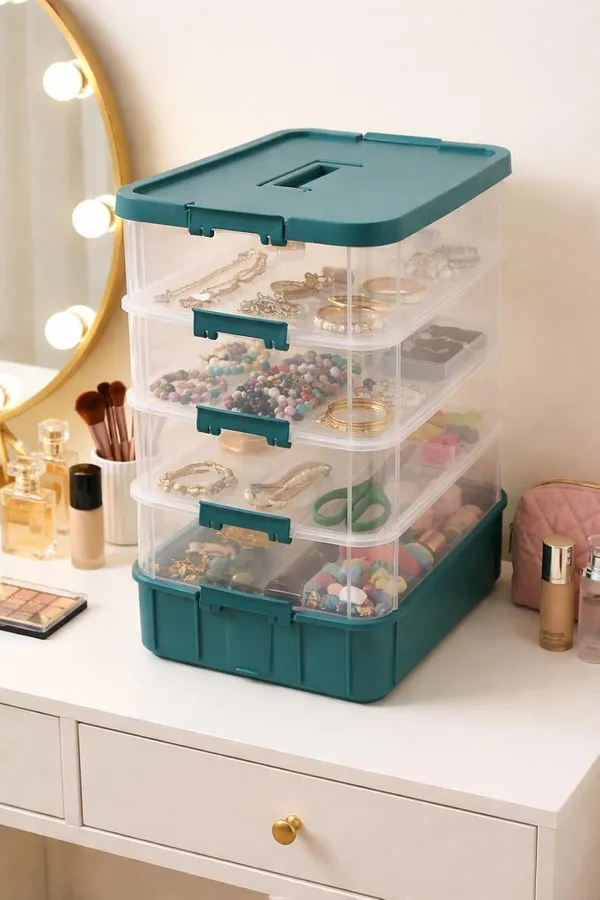Green_Storage_Box_Clear_Stack_And_Carry_Box,_Portable_Craft_Organizers,_And_Storage_Bin_For_Organizing_Arts_And_Crafts,_Sewing,_Makeup,Supplies_Ideal_Hobby_Organizer