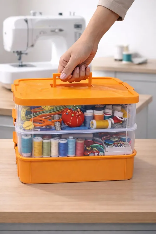 Orange_Storage_Box_Clear_Stack_And_Carry_Box,_Portable_Craft_Organizers,_And_Storage_Bin_For_Organizing_Arts_And_Crafts,_Sewing,_Makeup,Supplies_Ideal_Hobby_Organizer