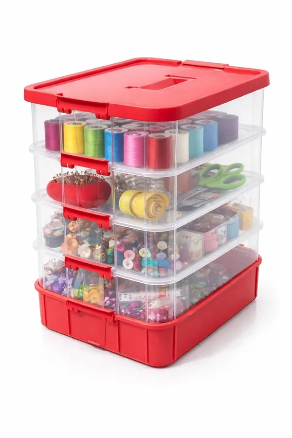 Pink_Storage_Box_Clear_Stack_And_Carry_Box,_Portable_Craft_Organizers,_And_Storage_Bin_For_Organizing_Arts_And_Crafts,_Sewing,_Makeup,Supplies_Ideal_Hobby_Organizer
