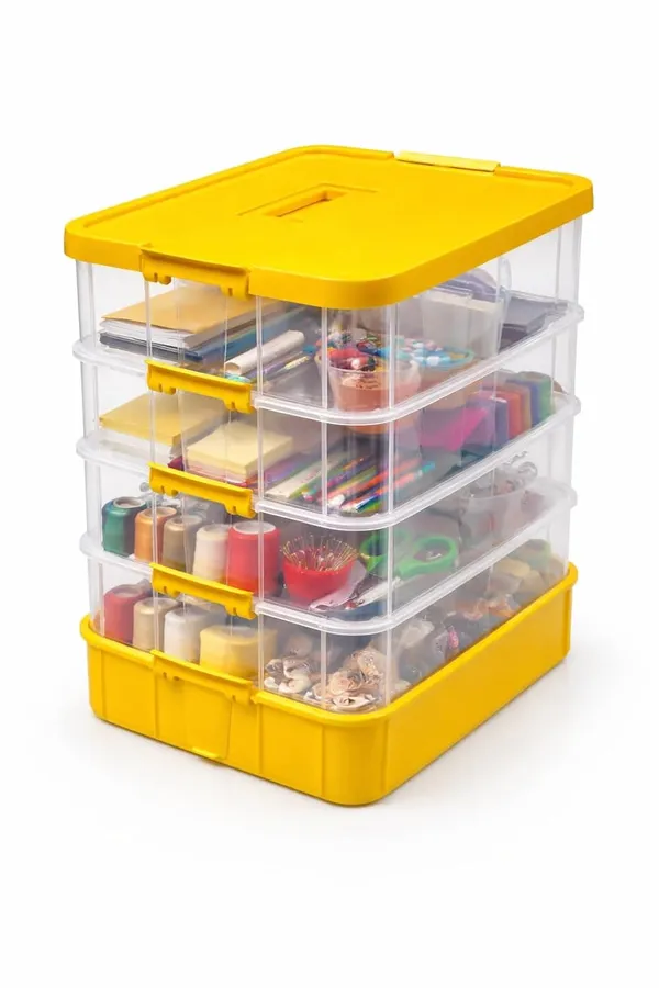 Yellow_Storage_Box_Clear_Stack_And_Carry_Box,_Portable_Craft_Organizers,_And_Storage_Bin_For_Organizing_Arts_And_Crafts,_Sewing,_Makeup,Supplies_Ideal_Hobby_Organizer