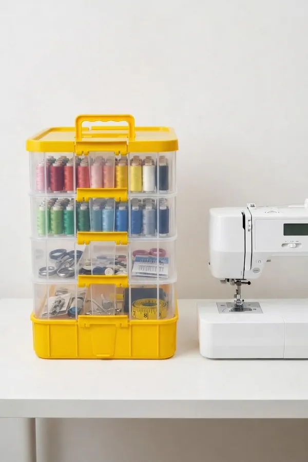 Yellow_Storage_Box_Clear_Stack_And_Carry_Box,_Portable_Craft_Organizers,_And_Storage_Bin_For_Organizing_Arts_And_Crafts,_Sewing,_Makeup,Supplies_Ideal_Hobby_Organizer