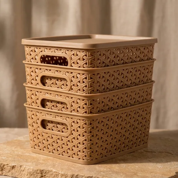 Brown_Multipurpose_Solitaire_Storage_Basket_With_Lid|Strong_Plastic_Material_And_Side_Grip|Size_Pack_Of_3