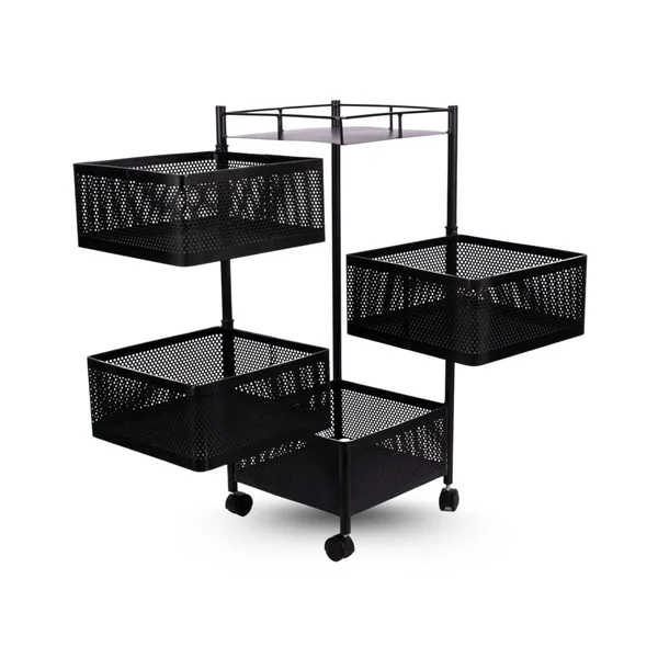 Kitchen_Storage_Rack_Revolving_Vegetable_Rack_Square_Multipurpose_Storage_Trolley_With_Wheels_Metal_Fruit_Rack_(Black,_4_Layer)