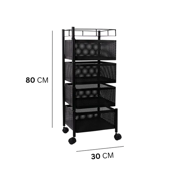 Kitchen_Storage_Rack_Revolving_Vegetable_Rack_Square_Multipurpose_Storage_Trolley_With_Wheels_Metal_Fruit_Rack_(Black,_4_Layer)