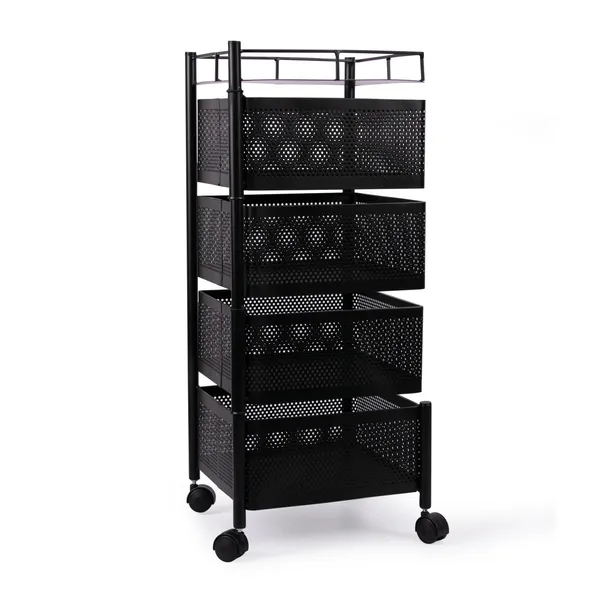 Kitchen_Storage_Rack_Revolving_Vegetable_Rack_Square_Multipurpose_Storage_Trolley_With_Wheels_Metal_Fruit_Rack_(Black,_4_Layer)