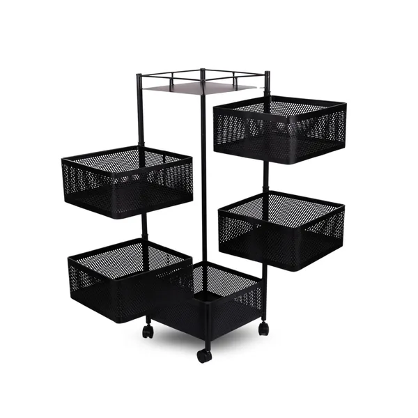 Kitchen_Storage_Rack_Revolving_Vegetable_Rack_Square_Multipurpose_Storage_Trolley_With_Wheels_Metal_Fruit_Rack_(Black,_5_Layer)