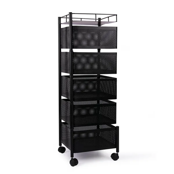 Kitchen_Storage_Rack_Revolving_Vegetable_Rack_Square_Multipurpose_Storage_Trolley_With_Wheels_Metal_Fruit_Rack_(Black,_5_Layer)