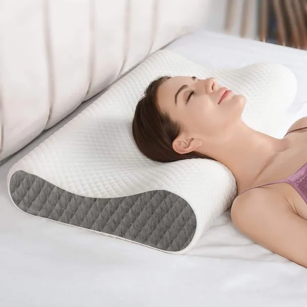Memory_Foam_Pillow,_Contour_Cervical_Orthopedic_Memory_Foam_Pillows_Supports_Neck_Pain_And_Shoulder_Pain_For_Sleeping_Cervical_Pillow_Neck_Support_Pillow_For_Side_Back_(White_And_Grey)
