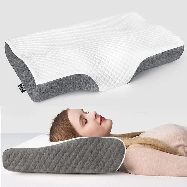 Memory_Foam_Pillow,_Contour_Cervical_Orthopedic_Memory_Foam_Pillows_Supports_Neck_Pain_And_Shoulder_Pain_For_Sleeping_Cervical_Pillow_Neck_Support_Pillow_For_Side_Back_(White_And_Grey_Curv)