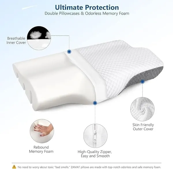 Memory_Foam_Pillow,_Contour_Cervical_Orthopedic_Memory_Foam_Pillows_Supports_Neck_Pain_And_Shoulder_Pain_For_Sleeping_Cervical_Pillow_Neck_Support_Pillow_For_Side_Back_(White_And_Grey_Curv)