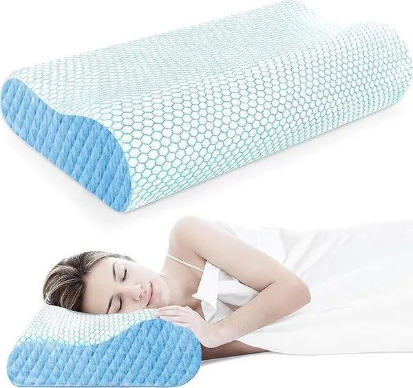 Memory_Foam_Pillow,_Contour_Cervical_Orthopedic_Memory_Foam_Pillows_Supports_Neck_Pain_And_Shoulder_Pain_For_Sleeping_Cervical_Pillow_Neck_Support_Pillow_For_Side_Back_(White_And_Blue)