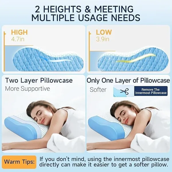 Memory_Foam_Pillow,_Contour_Cervical_Orthopedic_Memory_Foam_Pillows_Supports_Neck_Pain_And_Shoulder_Pain_For_Sleeping_Cervical_Pillow_Neck_Support_Pillow_For_Side_Back_(White_And_Blue)