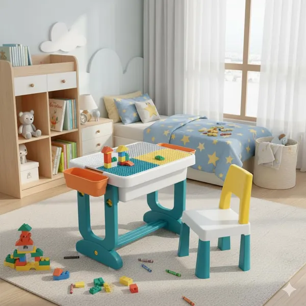 Kids_Functional_Desk_Chair_Set_3_12Years_Boys_Girls/Kids_Study_Table_With_Height_Adjustable/Study_Table_With_Book_Holder_(Multi_Color)