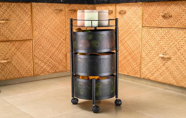 Kitchen_Storage_Rack_Revolving_Vegetable_Rack_Square_Multipurpose_Storage_Trolley_With_Wheels_Metal_Fruit_Rack_(Black_Round,_3_Layer)