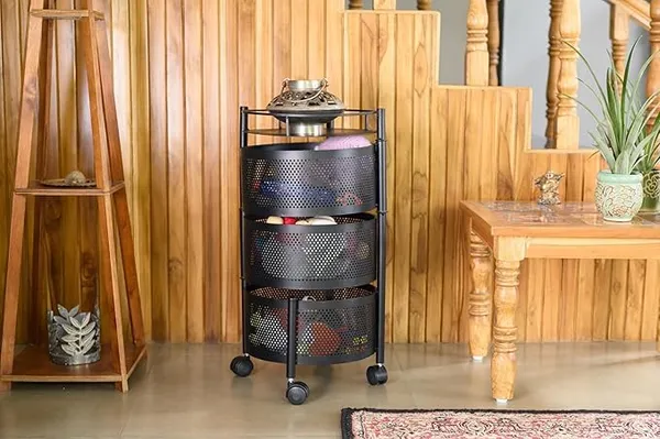 Kitchen_Storage_Rack_Revolving_Vegetable_Rack_Square_Multipurpose_Storage_Trolley_With_Wheels_Metal_Fruit_Rack_(Black_Round,_3_Layer)