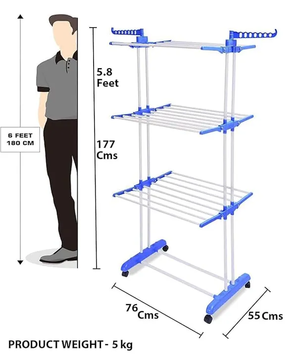 Premium_Clothes_Stand_For_Drying_With_Wheels_Portable_3_Layer_Rack_For_Balcony_Foldable_Wings_24_Hanger_Rods_Anti_Rust_Steel_Metal_(Blue)