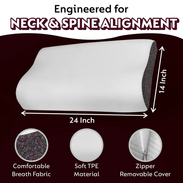 Memory_Foam_Pillow,_Contour_Cervical_Orthopedic_Memory_Foam_Pillows_Supports_Neck_Pain_And_Shoulder_Pain_For_Sleeping_Cervical_Pillow_Neck_Support_Pillow_For_Side_Back_(White_And_Marun)