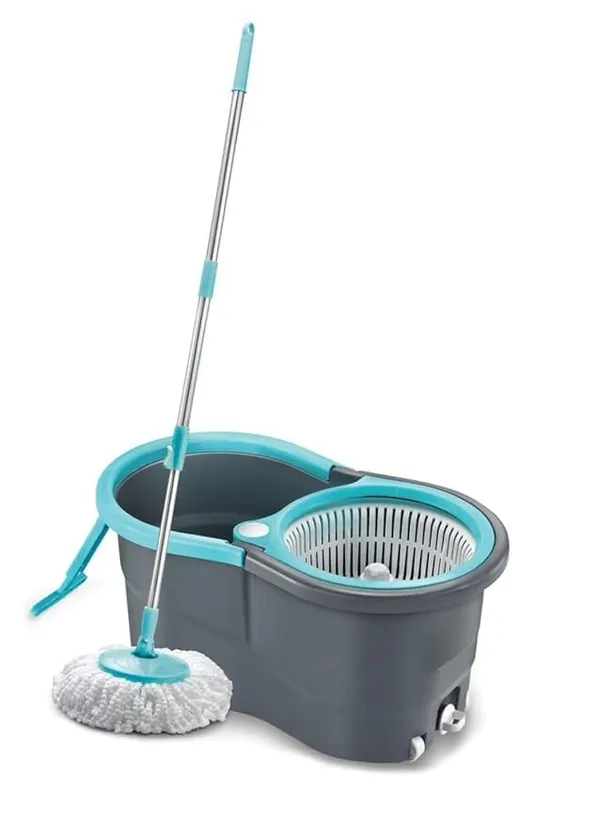 Quick_Spin_Mop_With_2_Microfiber_Wet_Dry_Mophead_Floor_Cleaning_Pocha_Extendable_Handle_Removable_Wringer_360_Floor_Cleaner_Mopping_Set_(Grey_Blue)
