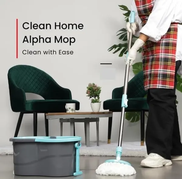 Quick_Spin_Mop_With_2_Microfiber_Wet_Dry_Mophead_Floor_Cleaning_Pocha_Extendable_Handle_Removable_Wringer_360_Floor_Cleaner_Mopping_Set_(Grey_Blue)
