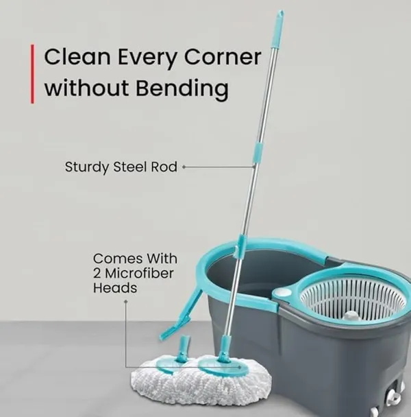 Quick_Spin_Mop_With_2_Microfiber_Wet_Dry_Mophead_Floor_Cleaning_Pocha_Extendable_Handle_Removable_Wringer_360_Floor_Cleaner_Mopping_Set_(Grey_Blue)