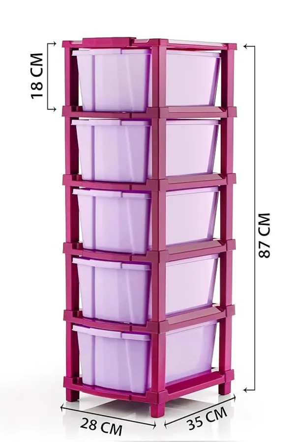 Modular_Drawer_Storage_Organizer/Plastic_Chest_Of_Drawers_For_Kitchen_Storage_Cabinet/Multi_Layer_Storage_Drawer_(Magenta_Color,_5_Layer)