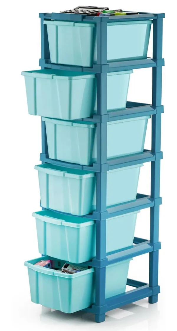 Modular_Drawer_Storage_Organizer/Plastic_Chest_Of_Drawers_For_Kitchen_Storage_Cabinet/Multi_Layer_Storage_Drawer_(Sky_Blue_Color,_6_Layer)