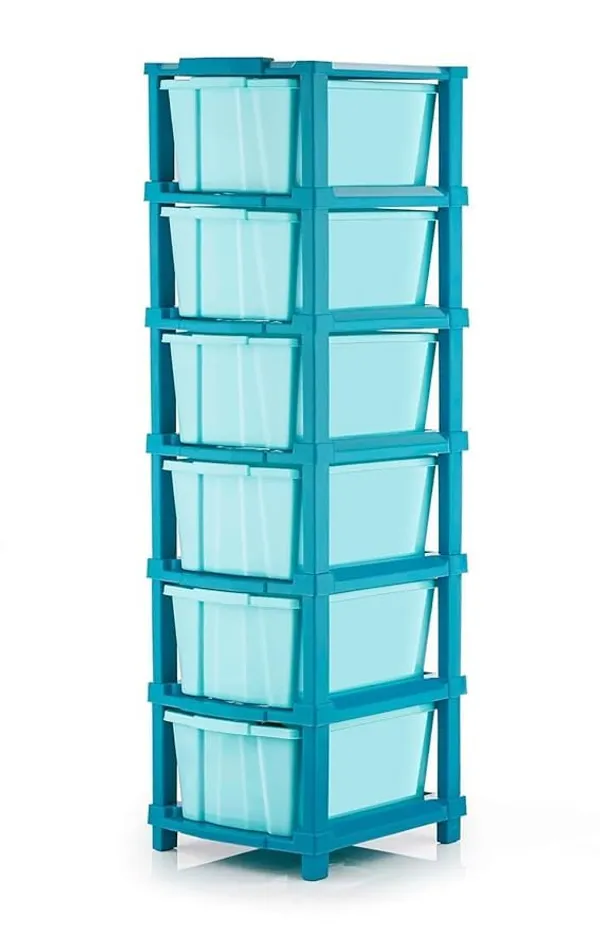 Modular_Drawer_Storage_Organizer/Plastic_Chest_Of_Drawers_For_Kitchen_Storage_Cabinet/Multi_Layer_Storage_Drawer_(Sky_Blue_Color,_6_Layer)