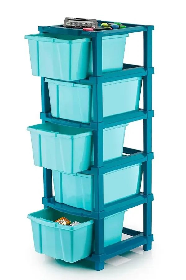 Modular_Drawer_Storage_Organizer/Plastic_Chest_Of_Drawers_For_Kitchen_Storage_Cabinet/Multi_Layer_Storage_Drawer_(Sky_Blue_Color,_5_Layer)