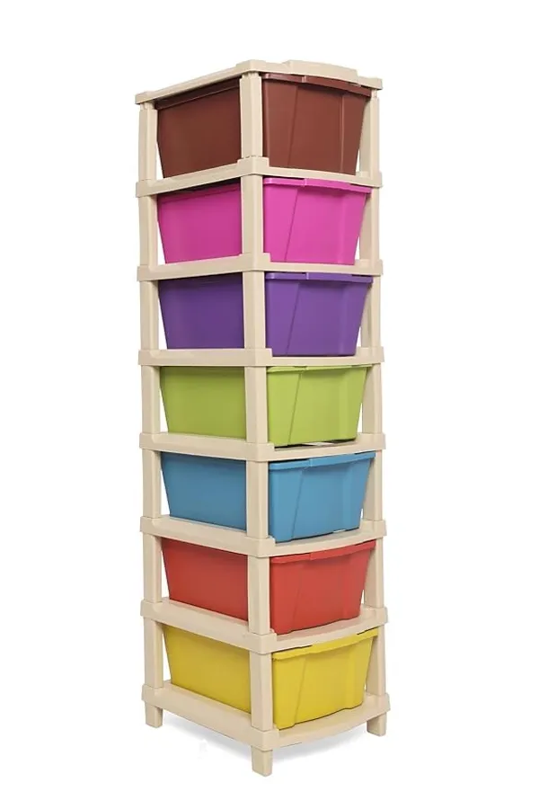Modular_Drawer_Storage_Organizer/Plastic_Chest_Of_Drawers_For_Kitchen_Storage_Cabinet/Multi_Layer_Storage_Drawer_(Multi_Color,_7_Layer)