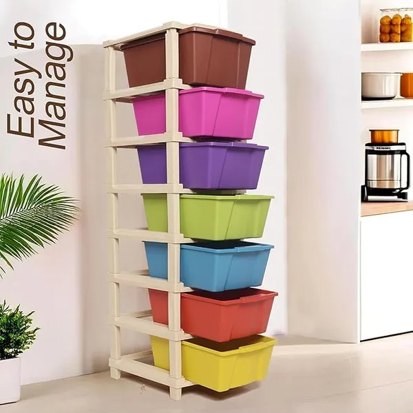 Modular_Drawer_Storage_Organizer/Plastic_Chest_Of_Drawers_For_Kitchen_Storage_Cabinet/Multi_Layer_Storage_Drawer_(Multi_Color,_7_Layer)