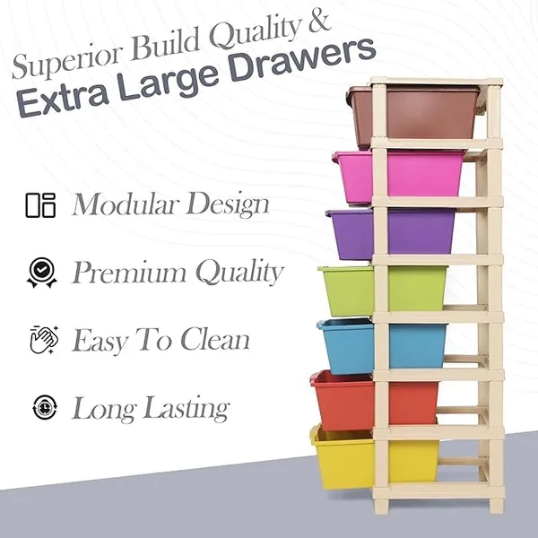 Modular_Drawer_Storage_Organizer/Plastic_Chest_Of_Drawers_For_Kitchen_Storage_Cabinet/Multi_Layer_Storage_Drawer_(Multi_Color,_7_Layer)