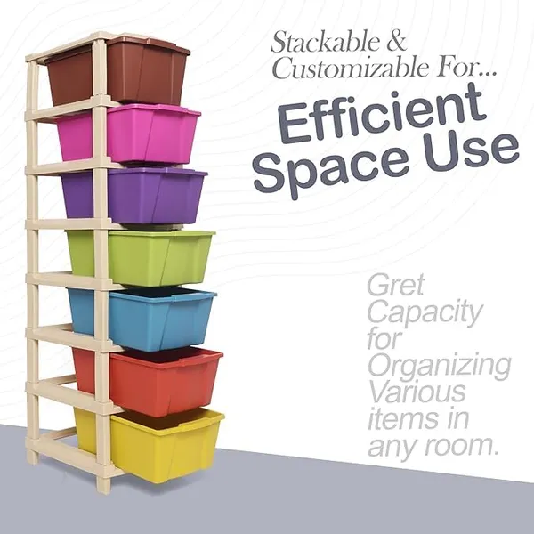 Modular_Drawer_Storage_Organizer/Plastic_Chest_Of_Drawers_For_Kitchen_Storage_Cabinet/Multi_Layer_Storage_Drawer_(Multi_Color,_7_Layer)
